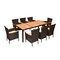 9 Pieces Rattan Dining Set with Acacia Wood Table and Stackable Cushioned Chairs